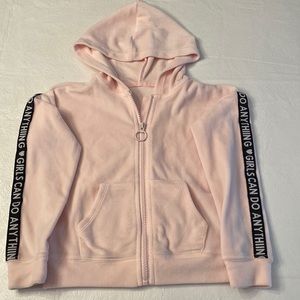Girls Can Do Anything Pink Super Soft Hooded Zip up Sweatshirt- Size 6